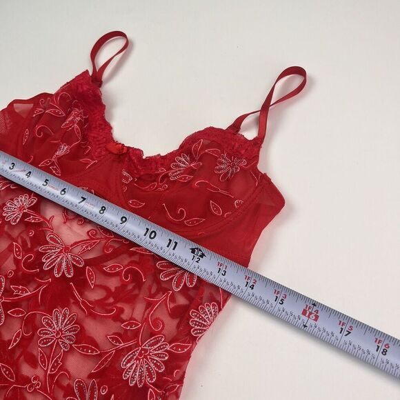 Vintage Y2K Babydoll Lace Sheer Top Bra 36C L Mesh Coquette Whimsigoth - Picture 7 of 11